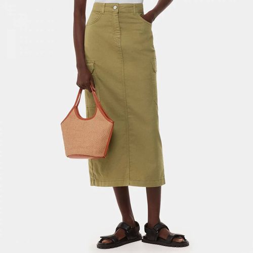 Khaki Tessa Cargo Midi Cotton Blend Skirt - WHISTLES - Modalova