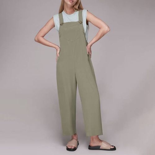 Khaki Rita Wide Dungarees - WHISTLES - Modalova