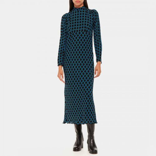 Blue Abacus Check High Neck Dress - WHISTLES - Modalova