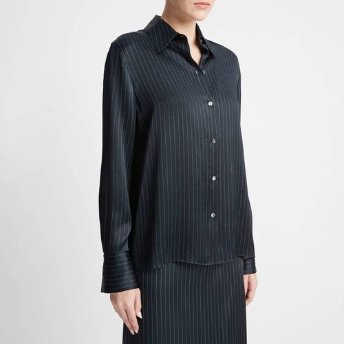 Navy Pinstripe Silk Shirt - Vince - Modalova