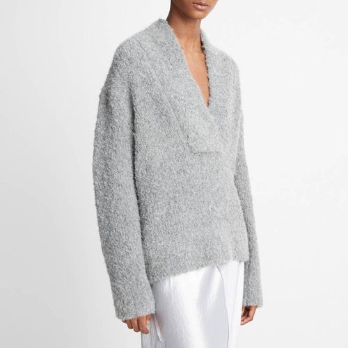 Grey Wool Blend Crimped Shawl Sweater - Vince - Modalova