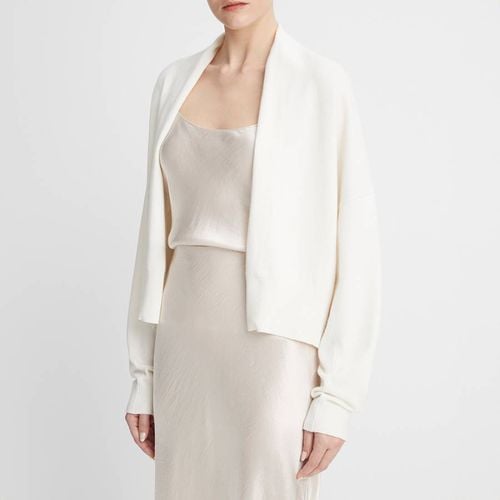 White Wool Blend Drape Front Cardigan - Vince - Modalova