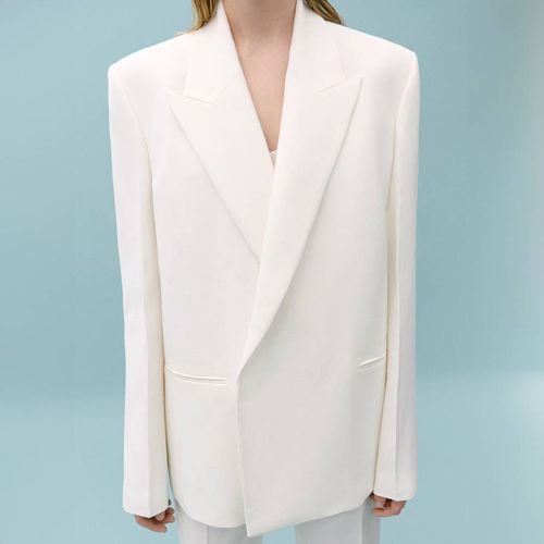 White Boxy Oversized Blazer - Mango X Victoria Beckham - Modalova