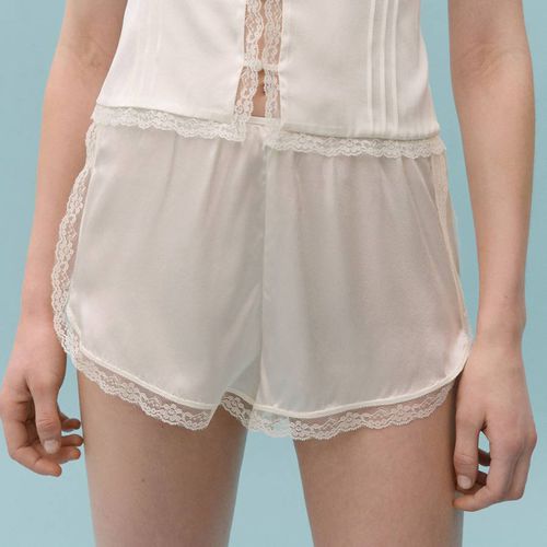 Cream Laced Finish Silk Blend Shorts - Mango X Victoria Beckham - Modalova