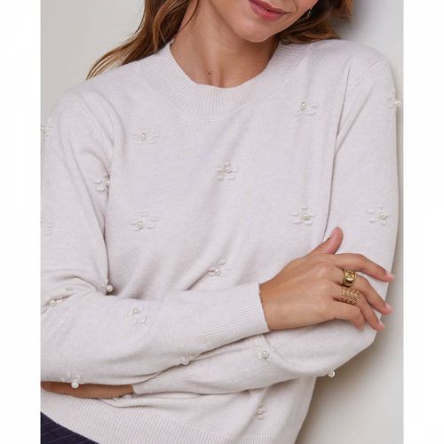 Ecru Pearl Cashmere Blend Jumper - SOFT CASHMERE - Modalova