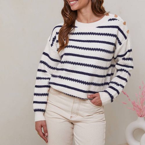 White Striped Cashmere Blend Jumper - SOFT CASHMERE - Modalova