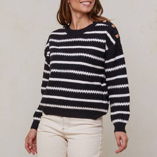 Black Striped Cashmere Blend Jumper - SOFT CASHMERE - Modalova