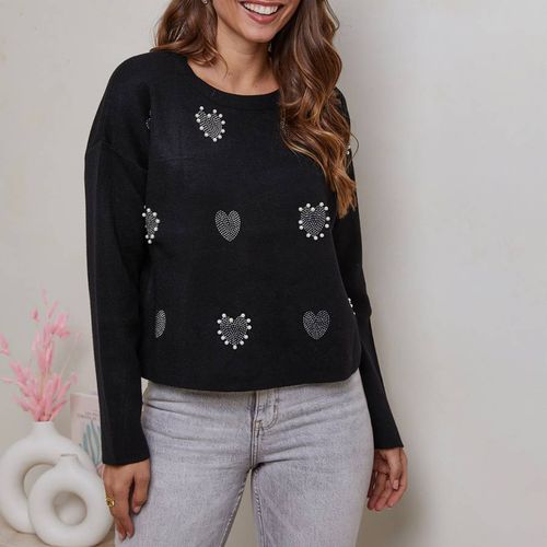 Black Heart Cashmere Blend Jumper - SOFT CASHMERE - Modalova