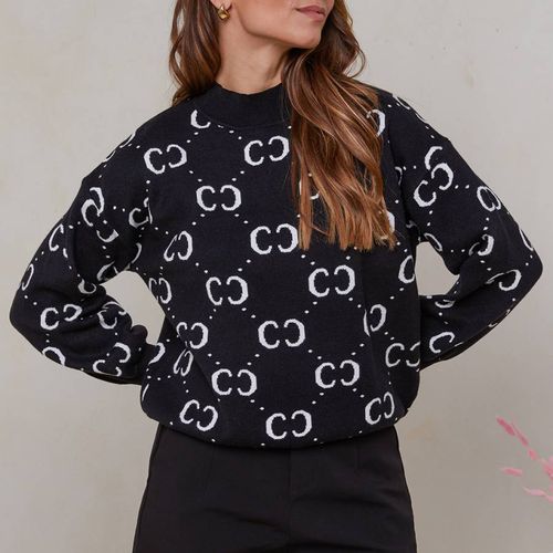 Black Cashmere Blend Printed Jumper - SOFT CASHMERE - Modalova