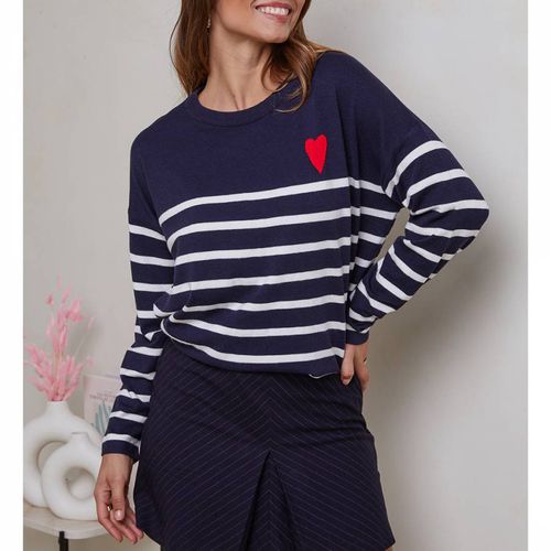 Navy Heart Cashmere Blend Jumper - SOFT CASHMERE - Modalova