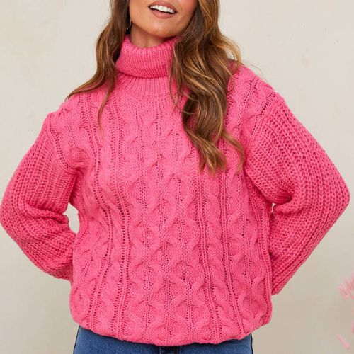 Pink Cable Knit Cashmere Jumper - SOFT CASHMERE - Modalova