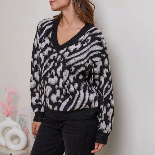 Black Cheetah Cashmere Blend Jumper - SOFT CASHMERE - Modalova