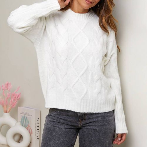 White Cable Cashmere Blend Jumper - SOFT CASHMERE - Modalova