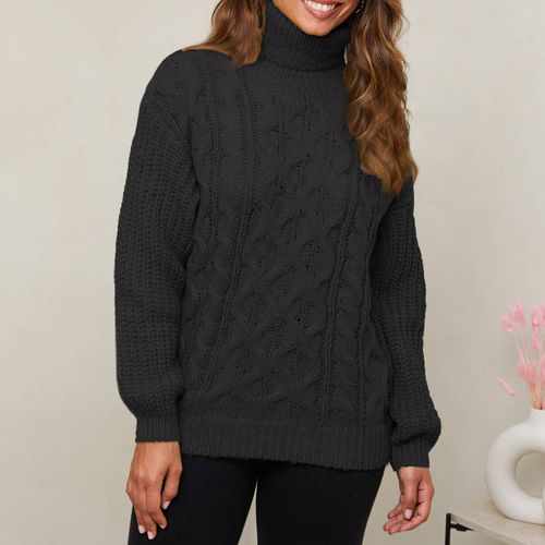 Black Cable Knit Cashmere Jumper - SOFT CASHMERE - Modalova