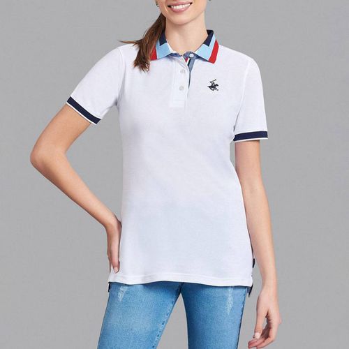 White Geometric Collar Polo Shirt - Beverly Hills Polo Club - Modalova