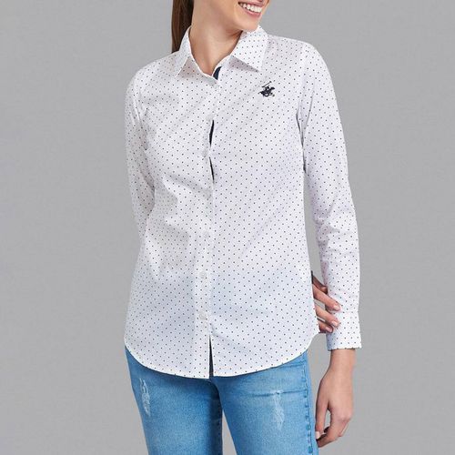 White Classic Polka Dot Shirt - Beverly Hills Polo Club - Modalova