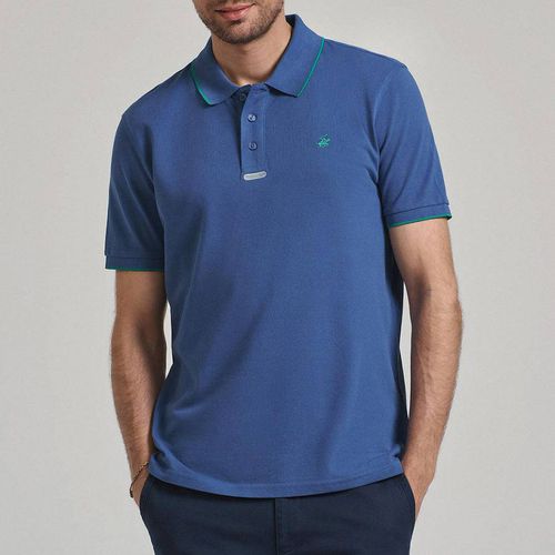 Indigo Tipped Placket Tag Polo Shirt - Beverly Hills Polo Club - Modalova