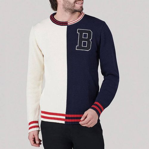 B Logo Split Colour Crew Neck Jumper - Beverly Hills Polo Club - Modalova