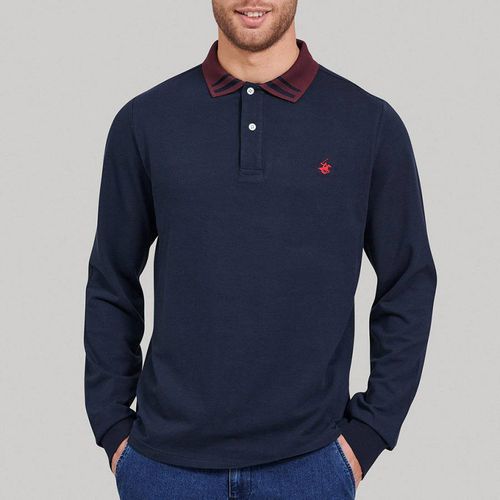 Striped Contrast Collar Polo Shirt - Beverly Hills Polo Club - Modalova