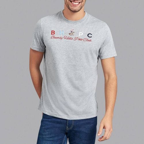 Grey Block Embroidered T-Shirt - Beverly Hills Polo Club - Modalova