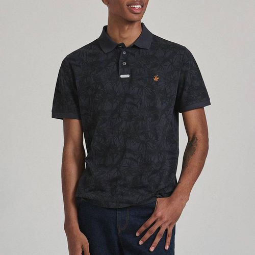 Navy Floral Print Polo Shirt - Beverly Hills Polo Club - Modalova