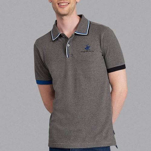 Charcoal Asymmetric Tipped Signature Polo Shirt - Beverly Hills Polo Club - Modalova