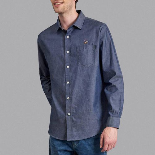 Navy Casual Chambray Pocket Shirt - Beverly Hills Polo Club - Modalova