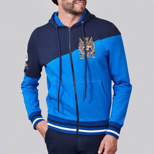 Dark Heraldic Crest Diagonal Panel Zip Hoodie - Beverly Hills Polo Club - Modalova