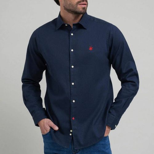 Navy Contrast Button Shirt - Beverly Hills Polo Club - Modalova