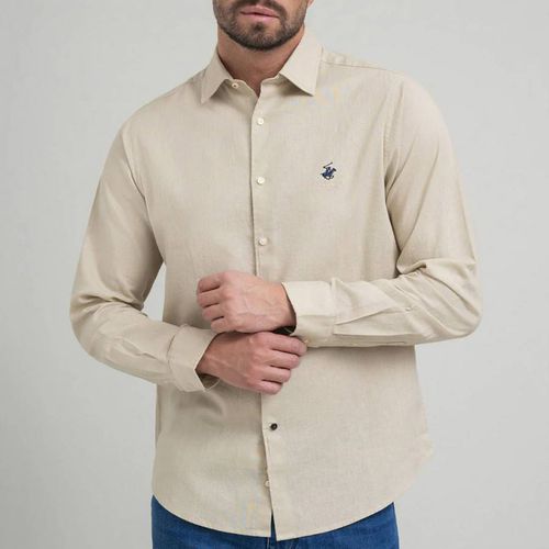 Oatmeal Contrast Button Shirt - Beverly Hills Polo Club - Modalova