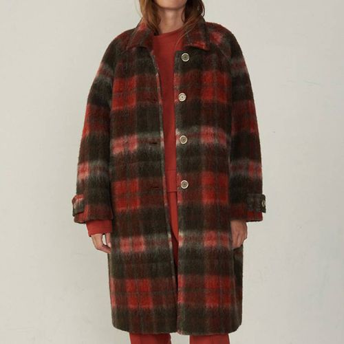 Burgundy Wool Blend Tartan Coat - American Vintage - Modalova