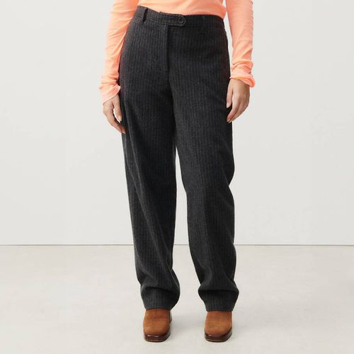 Navy Wool Blend Printed Trousers - American Vintage - Modalova