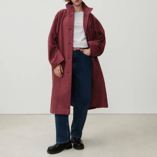 Burgundy Wool Blend Longline Coat - American Vintage - Modalova