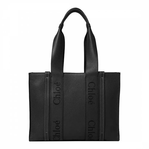 Black Medium Woody Tote In Soft Leather - Chloe - Modalova