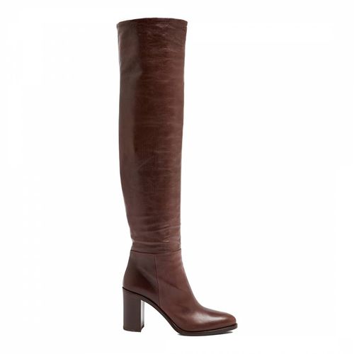 Brown Leather Long Boot - Prada - Modalova