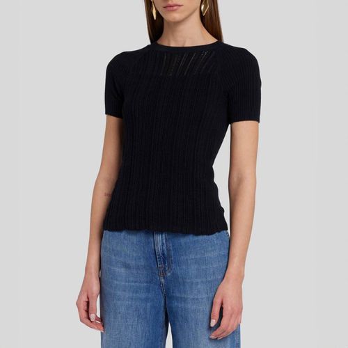 Black Mixed Stitch Knit Top - 7 For All Mankind - Modalova