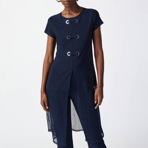 Navy Sheer Longline Blouse - Joseph Ribkoff - Modalova