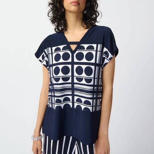 Navy/White Printed Blouse - Joseph Ribkoff - Modalova