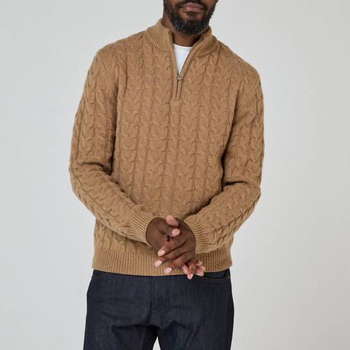 Camel Darlington Quarter Zip Wool Jumper - Oliver Sweeney - Modalova