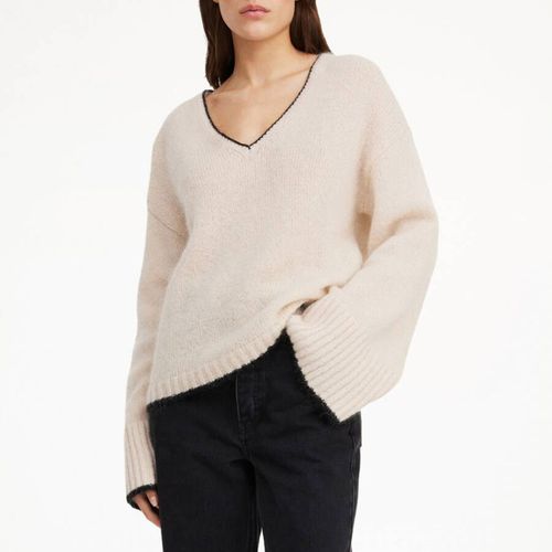 Cream Cimone Knit Wool Blend V-Neck - By Malene Birger - Modalova