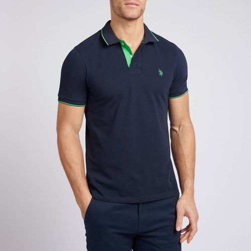 Navy Patch Logo Cotton Polo Shirt - U.S. Polo Assn. - Modalova