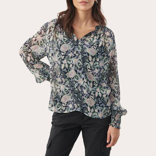 Navy Ketta Printed Blouse - Part Two - Modalova