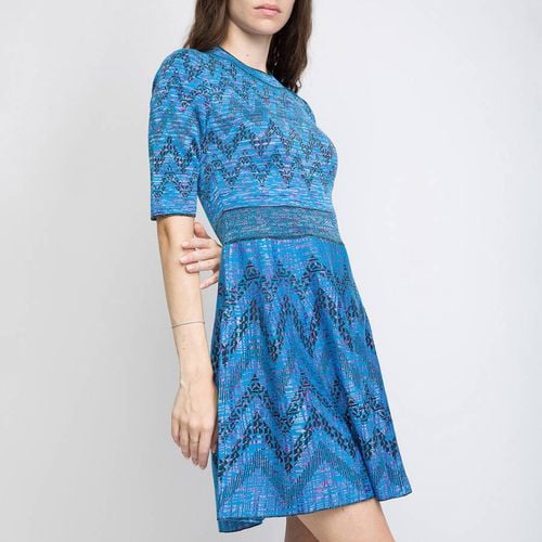 Bright Blue Zig Zag Flared Mini Dress - M Missoni - Modalova