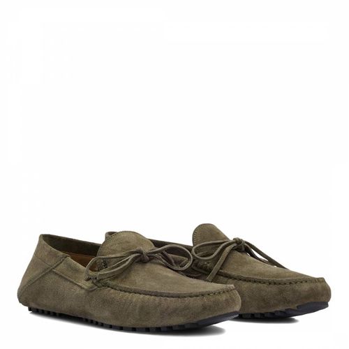 Open Green Suede Driver Loafers - BOSS - Modalova