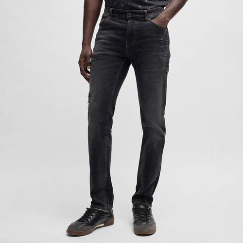 Black Delaware Distressed Slim Fit Jeans - BOSS - Modalova