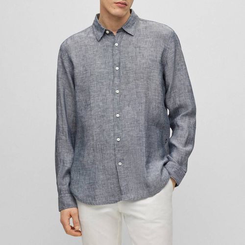 Blue Liam Cotton Blend Shirt - BOSS - Modalova