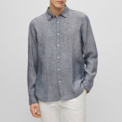 Blue Liam Cotton Blend Shirt - BOSS - Modalova