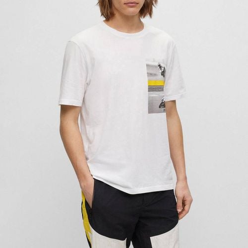 White Graphic Print T-Shirt - BOSS - Modalova