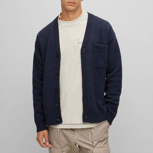 Dark Blue Kouzzle V-Neck Cardigan - BOSS - Modalova