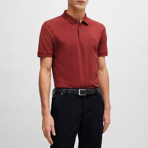 Embroidered Logo Cotton Polo Shirt - BOSS - Modalova